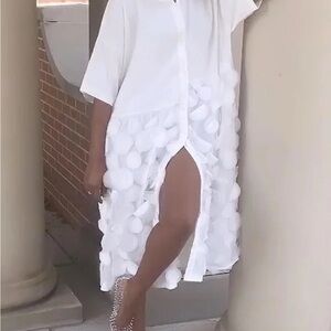 UOOZEE Oversized Tunic Dress – Size XL, Artsy White Minimalist Style